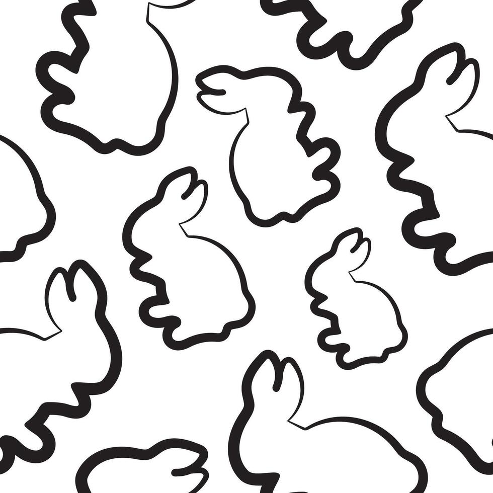 seamless pattern with simple washable rabbit icons in line art style arranged randomly, for logos or holiday designs vector