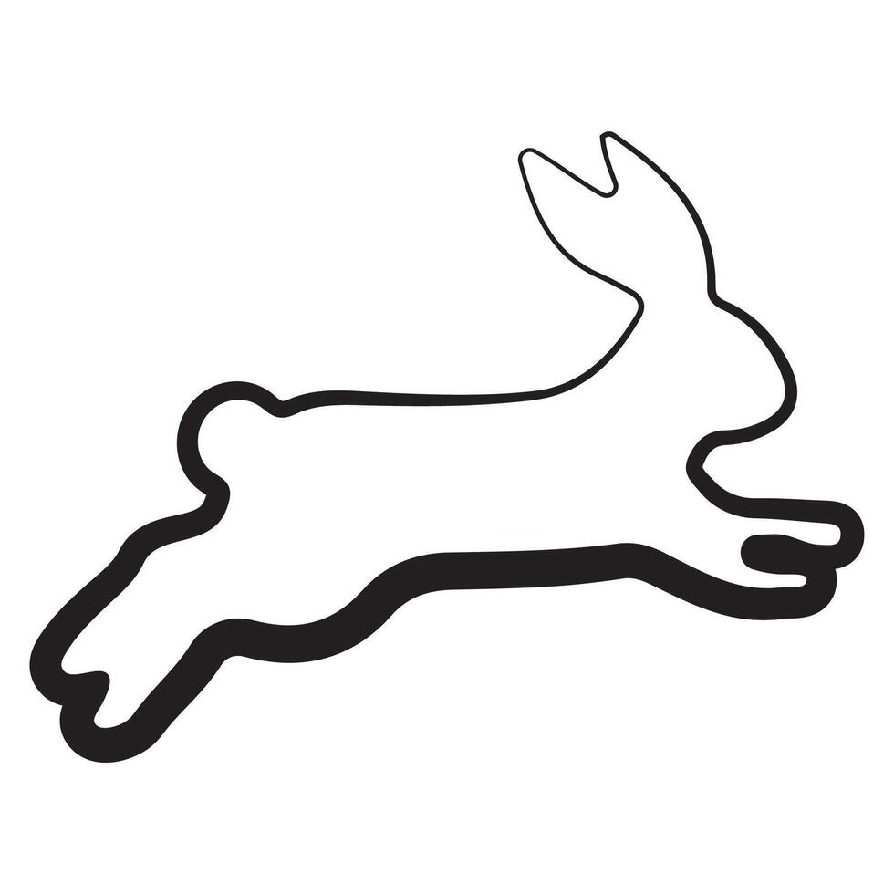 simple icon of a rabbit at the moment of hopping in line art style, for logos or holiday designs vector