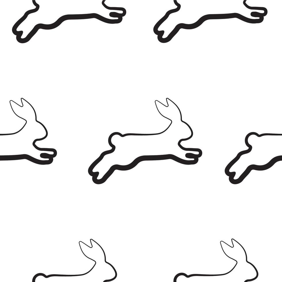 seamless pattern with simple icons of rabbits in the moment of hopping in line art style, for logos or holiday designs vector
