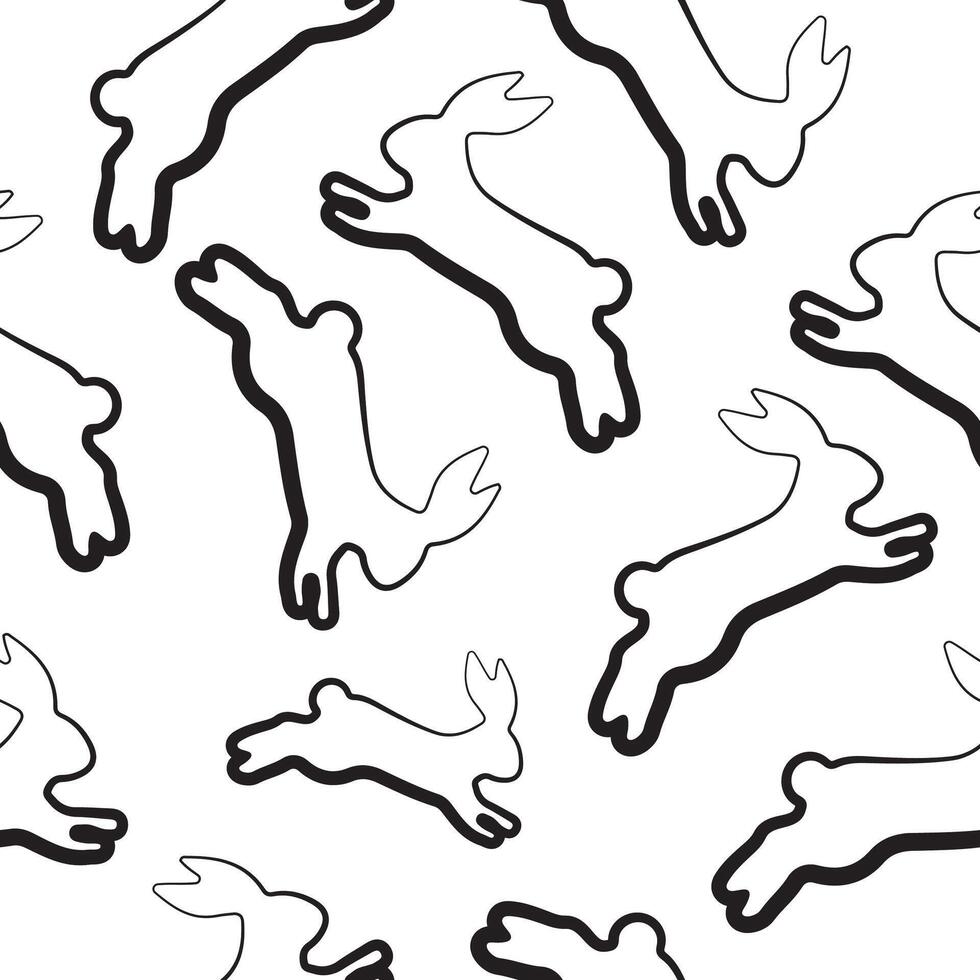 seamless pattern with simple icons of rabbits in the moment of hopping in the style of line art arranged logos, for logos or holiday designs vector