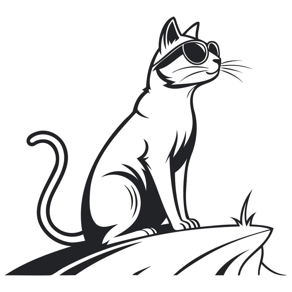 Minimalist Cat Illustration Elegant Line Art vector