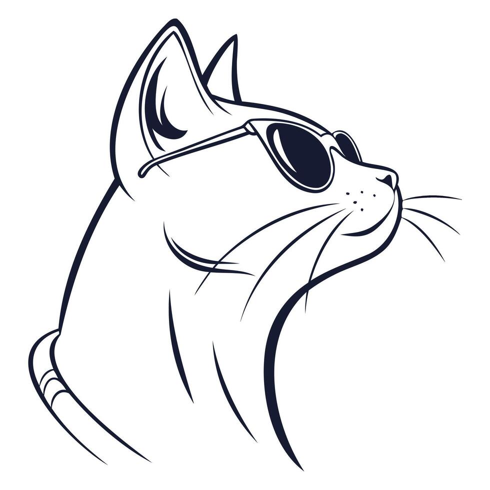 Elegant Cat Line Art, Minimalist Illustration vector