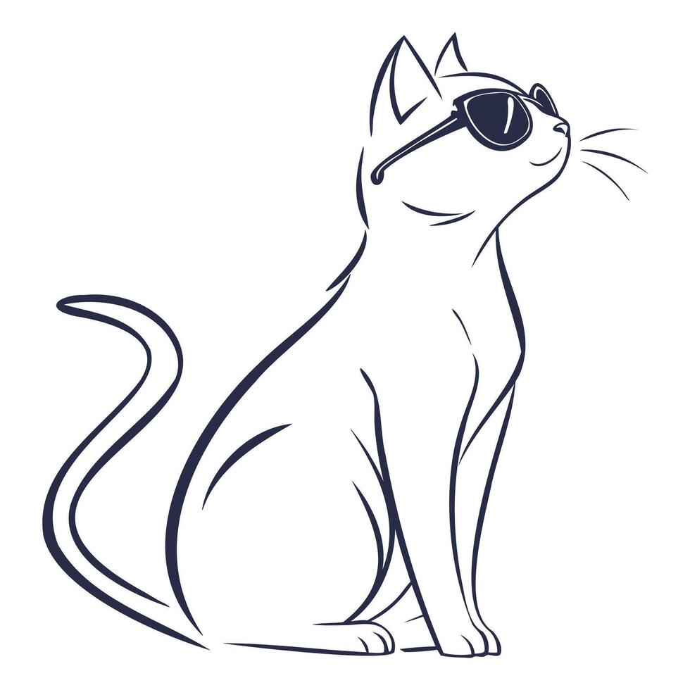 Sleek Cat Outline, Modern Line Drawing vector