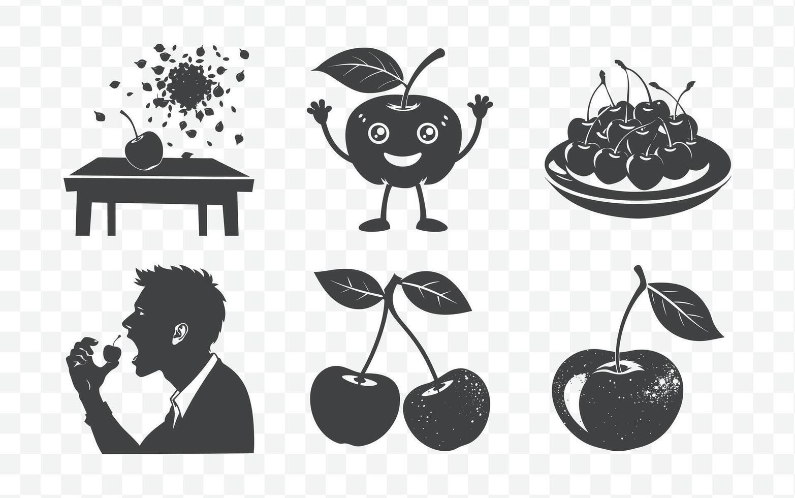Elegant Cherry Silhouette Collection for Design Projects vector