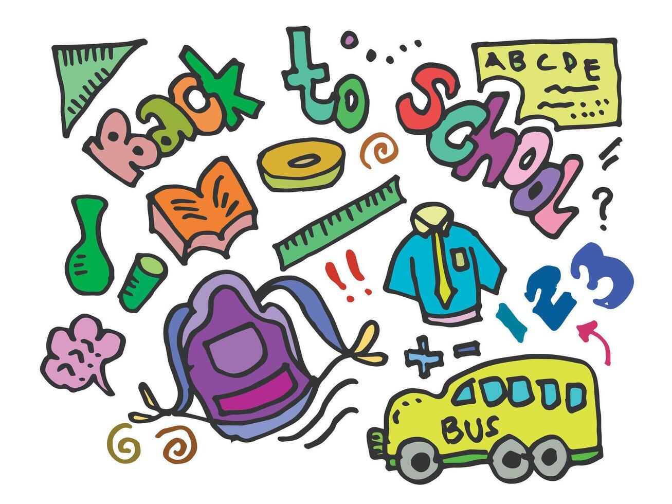 back to school in colorful doodle style for wrapping paper and website wallpapers. vector