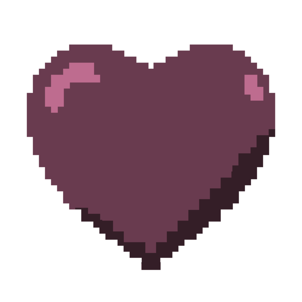 Dark purple pixel heart, retro gaming style png
