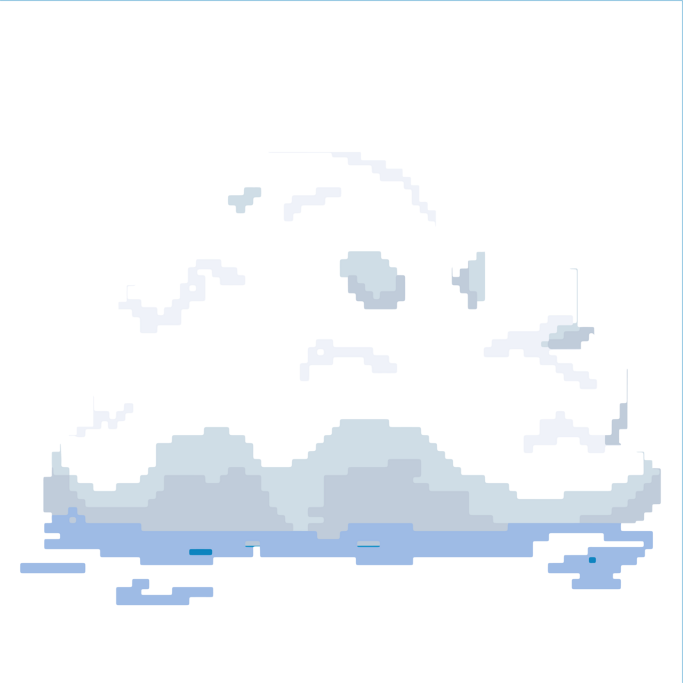 Pixel cloud outline, retro 8-bit style png