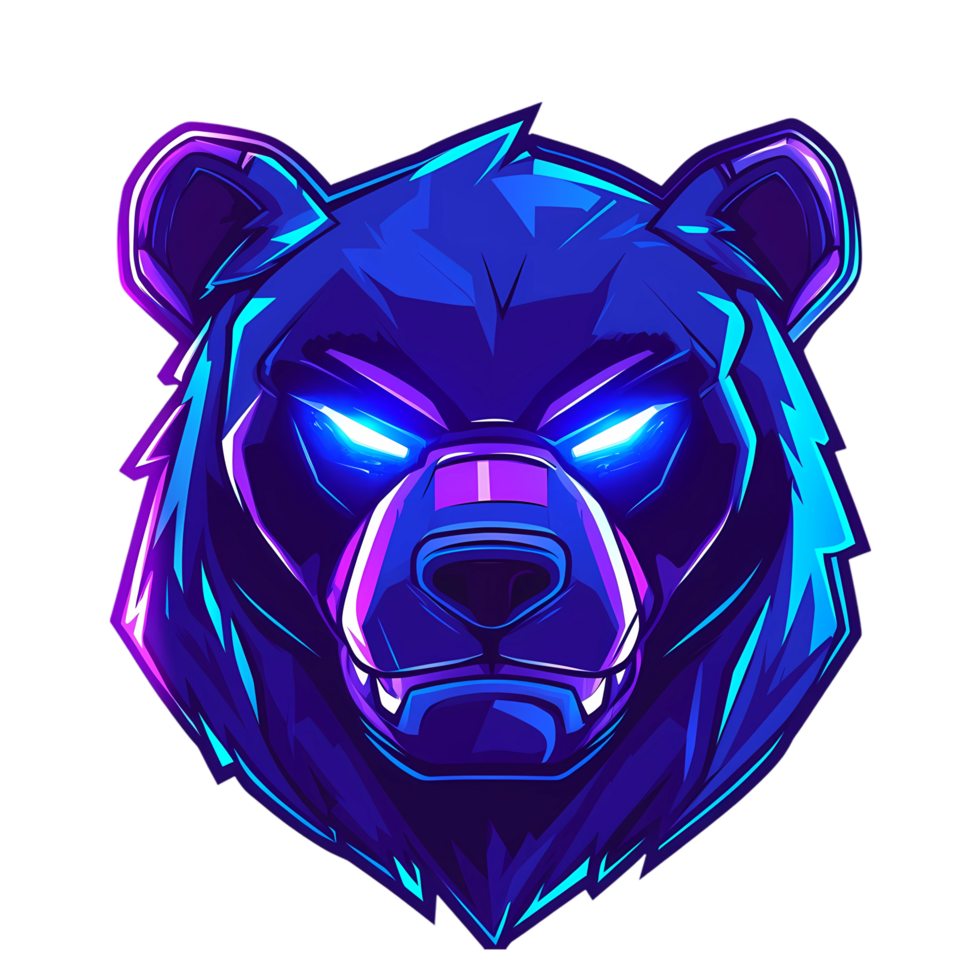 a bear head with glowing eyes on a transparent background png