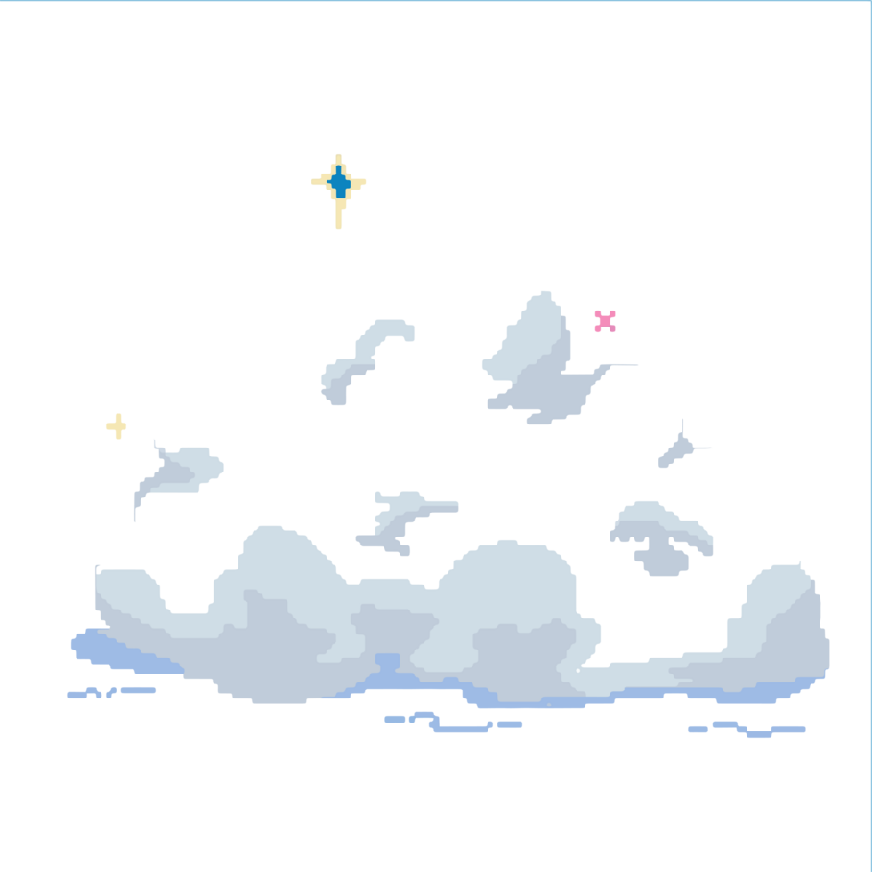 Simple Pixel cloud outline, retro 8-bit style png