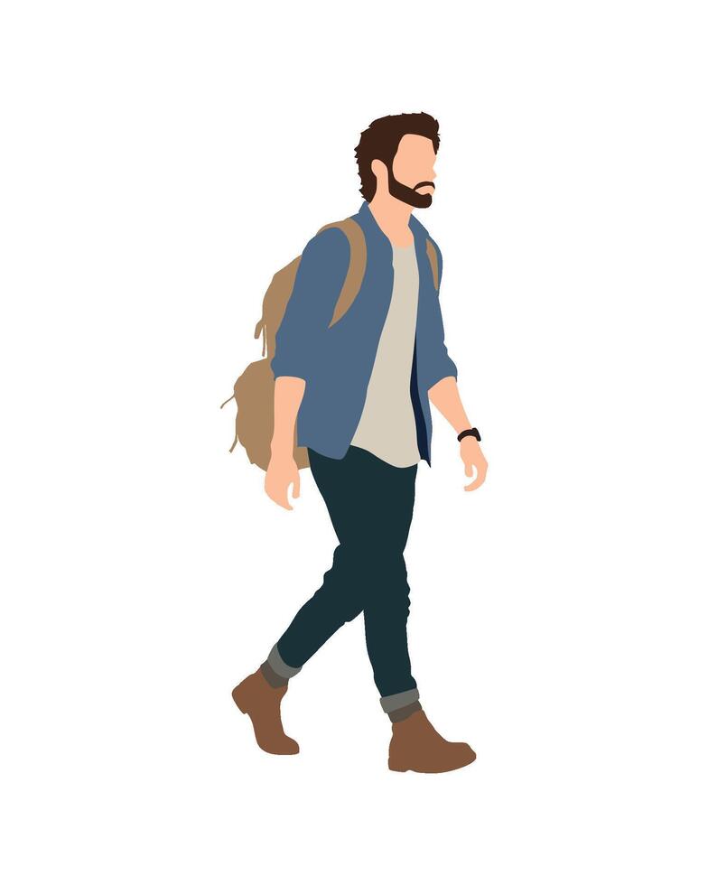 Flat art people and illustration, man with casual outfit C37 vector