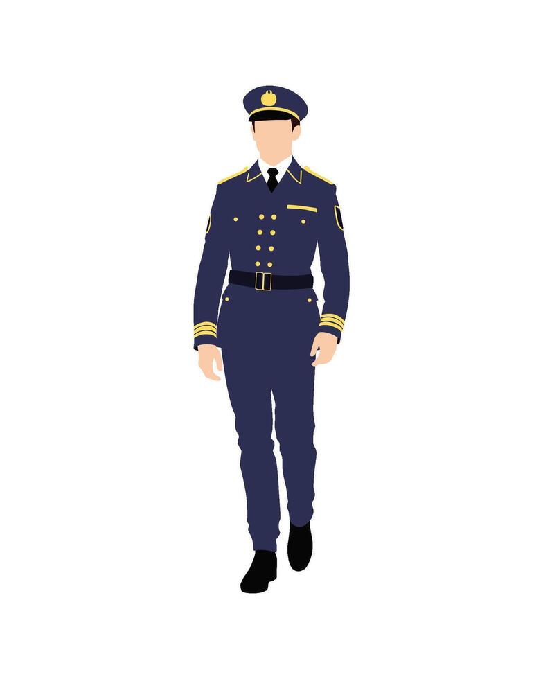Flat art people and illustration, man with formal police officer outfit C48 vector