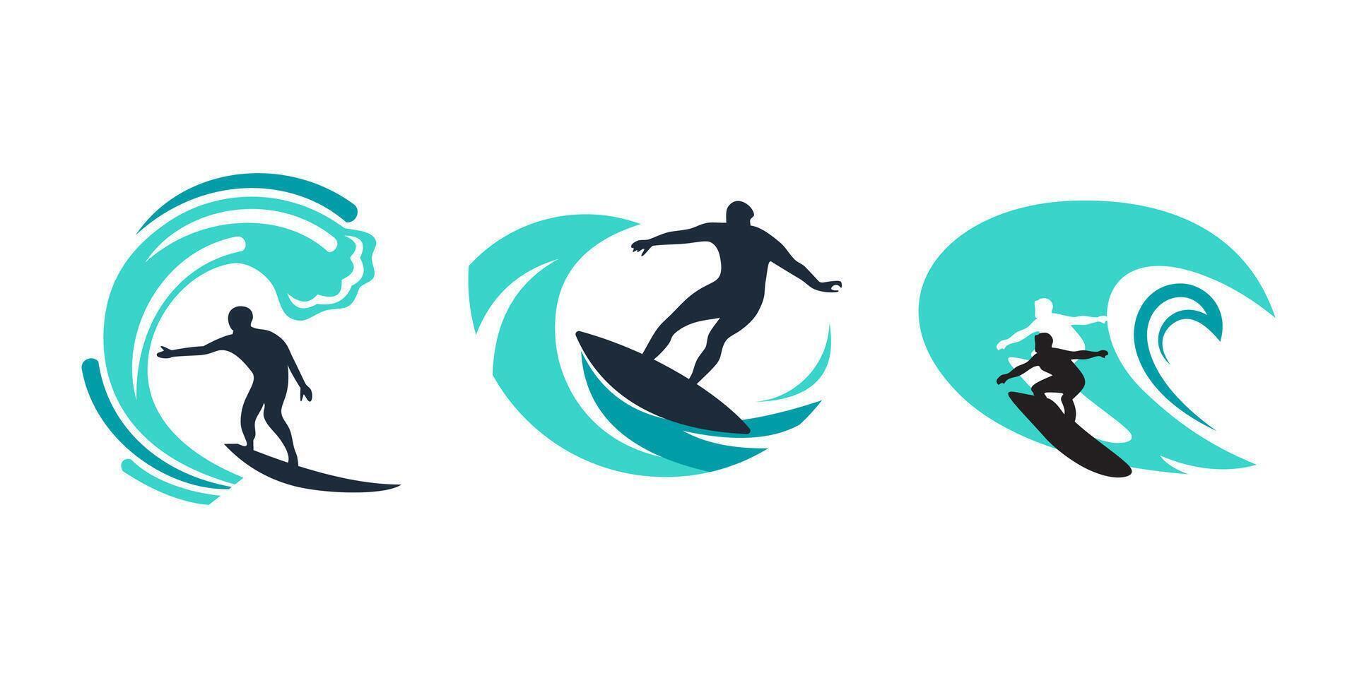 Surf surfer icon. surfing sea wave water with surfboard logo vector