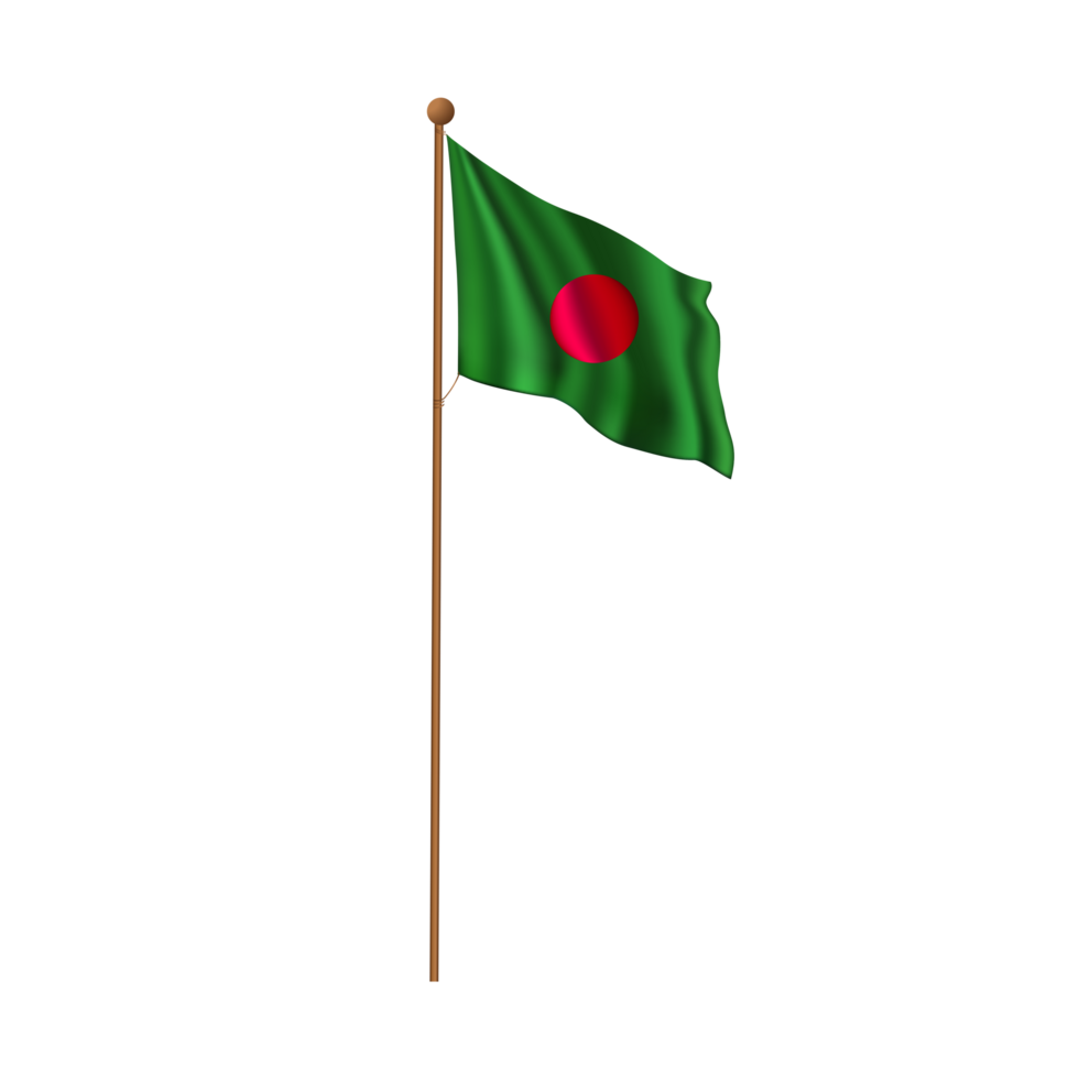 bangladesh flag on a wooden pole isolated on transparent background png