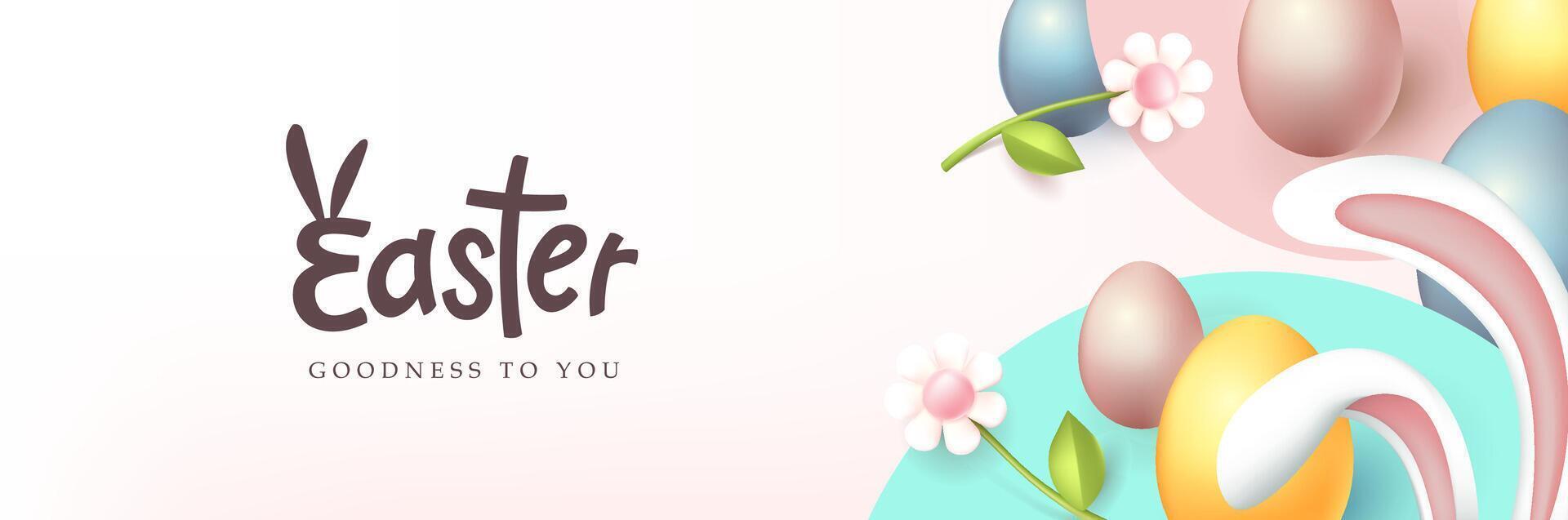 Modern easter banner background template with colorful eggs in spring time vector