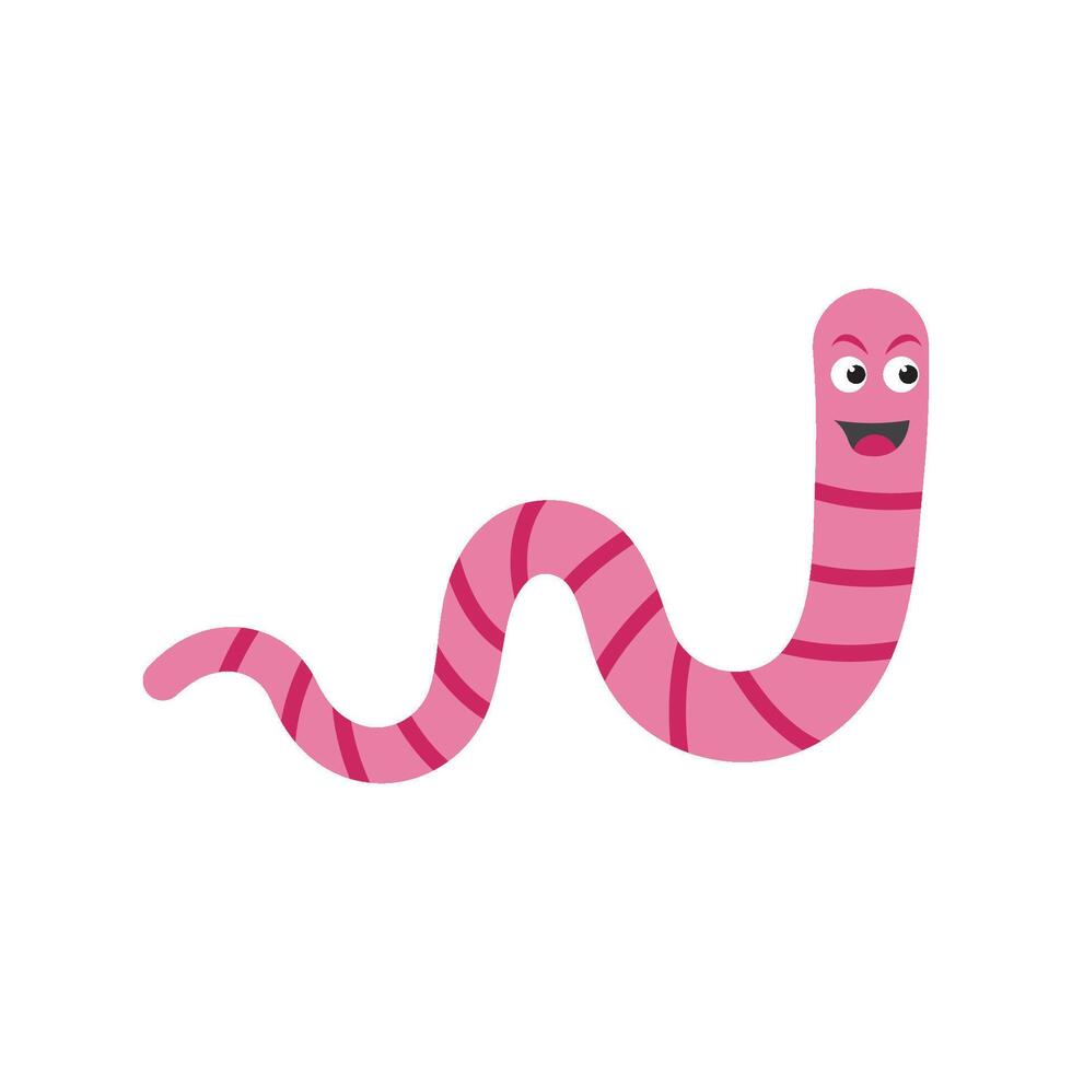 Earthworm cartoon character logo design vector