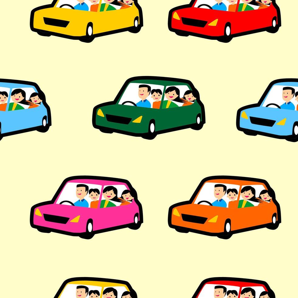 seamless pattern with theme family car vector