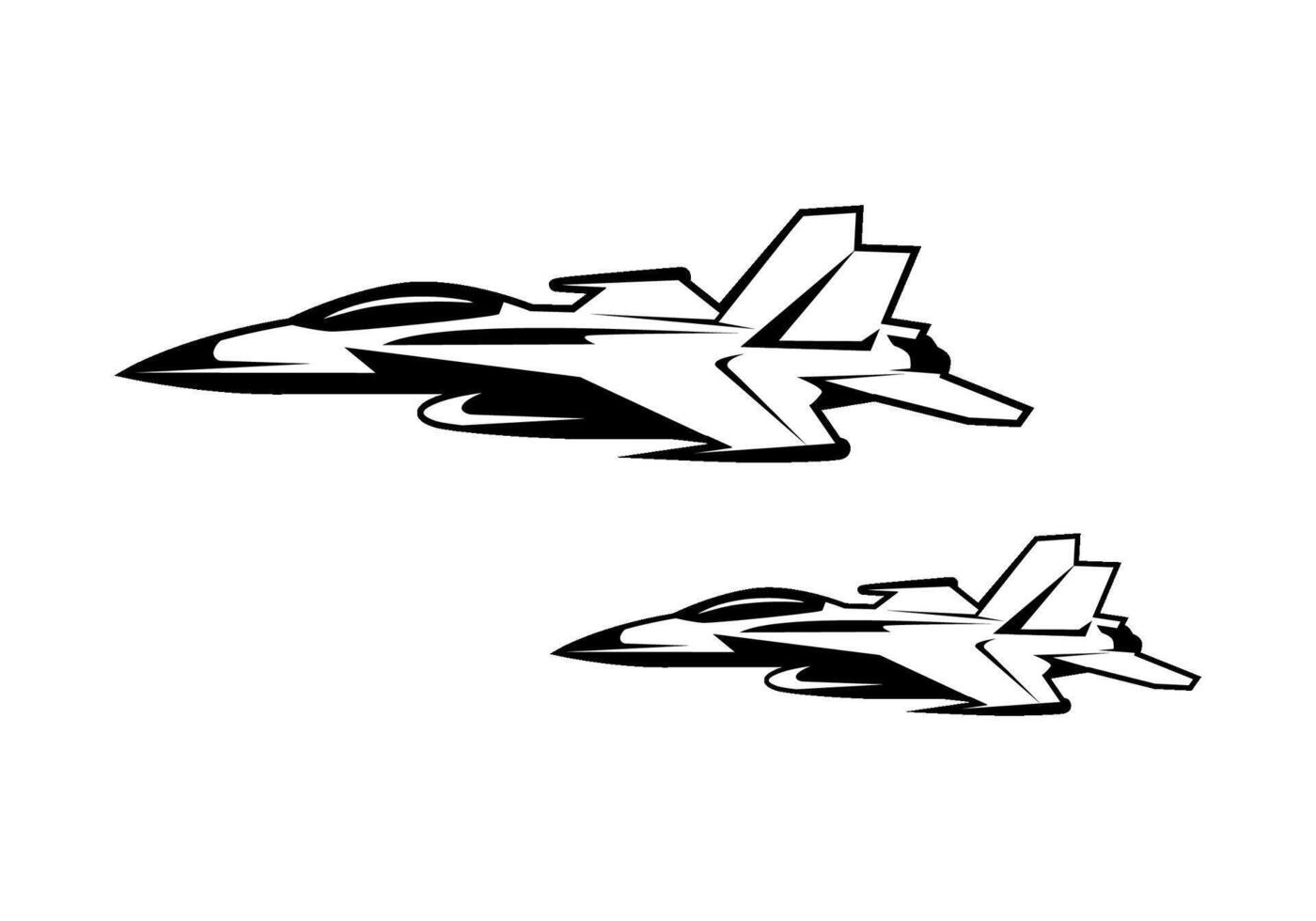 hand drawn military fighter jet plane vector