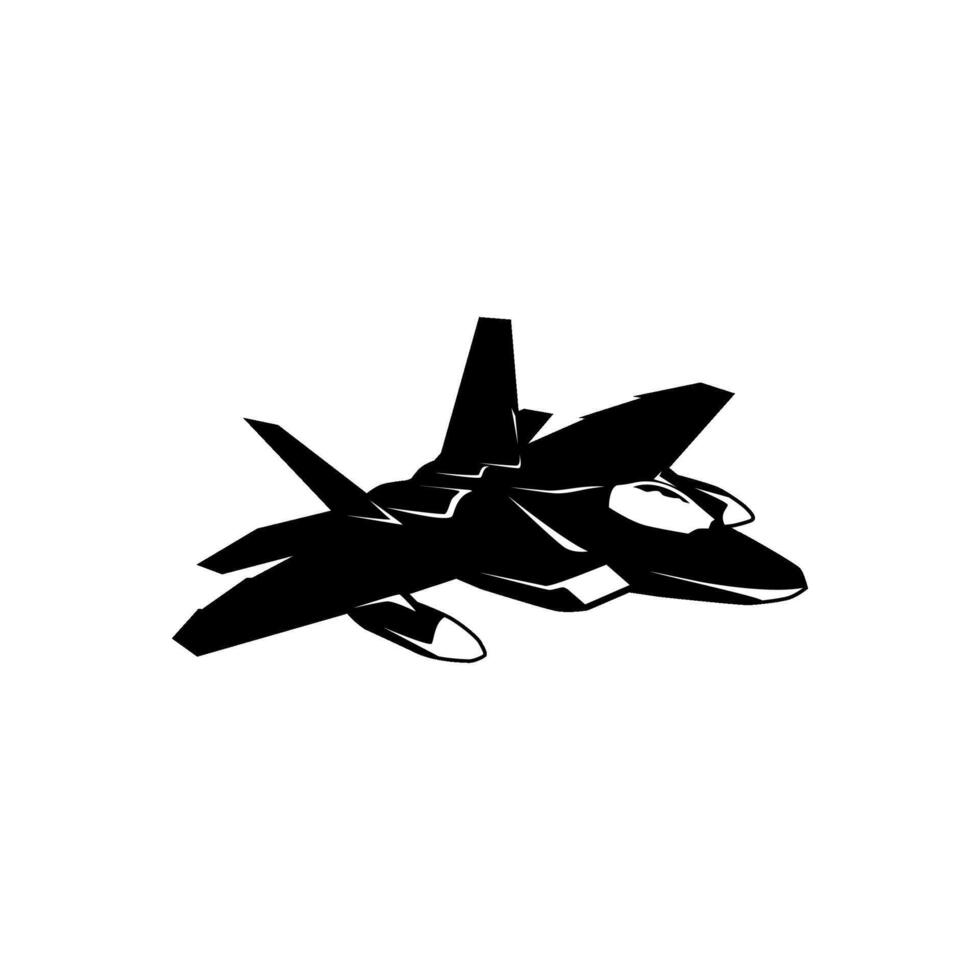 hand drawn fighter jet air force silhouette vector