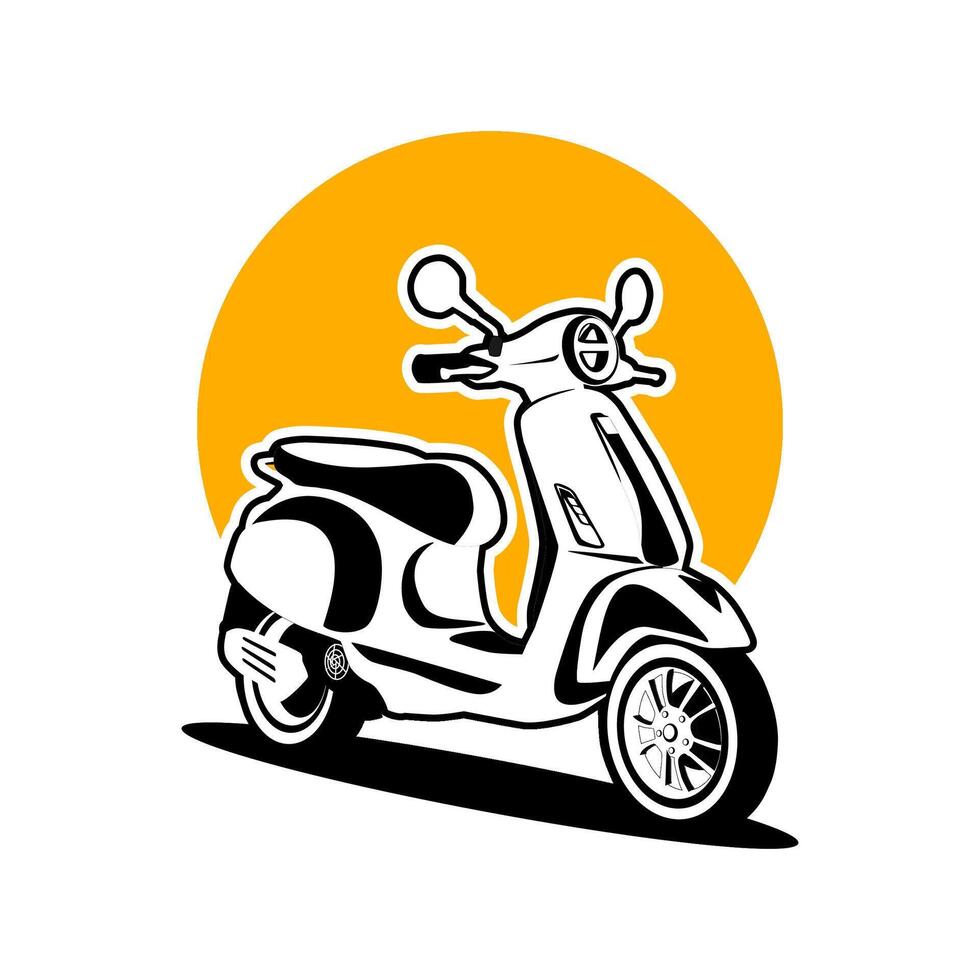 silhouette drawing scooter matic motorcycle illustration vector