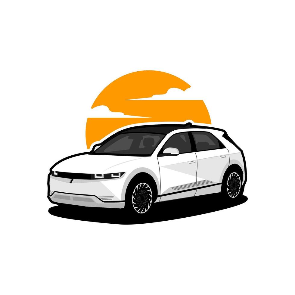 illustration of electric vehicle suv car illustration vector