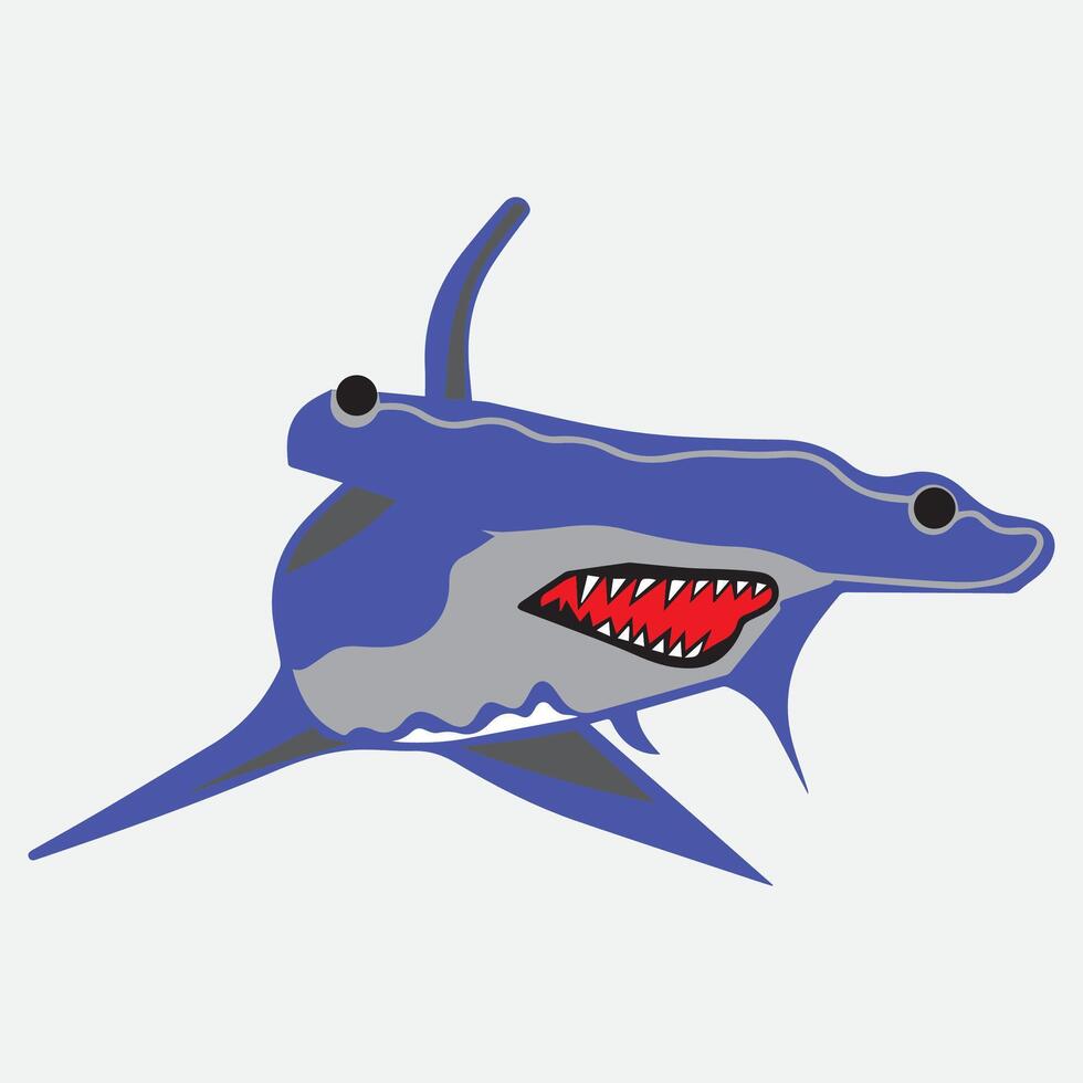 marlin shark mascot cartoon flat style vector