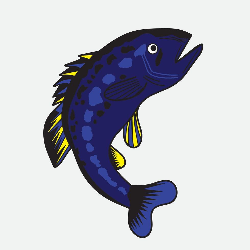 blue tuna fish mascot style illustration vector