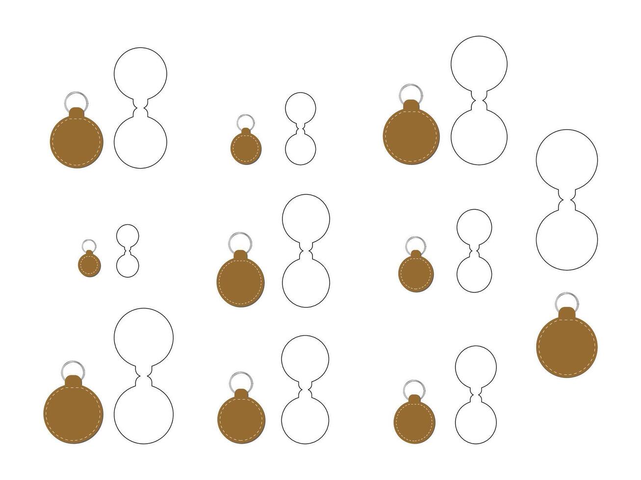 Cricle shape keychain key FOB Dieline Template vector