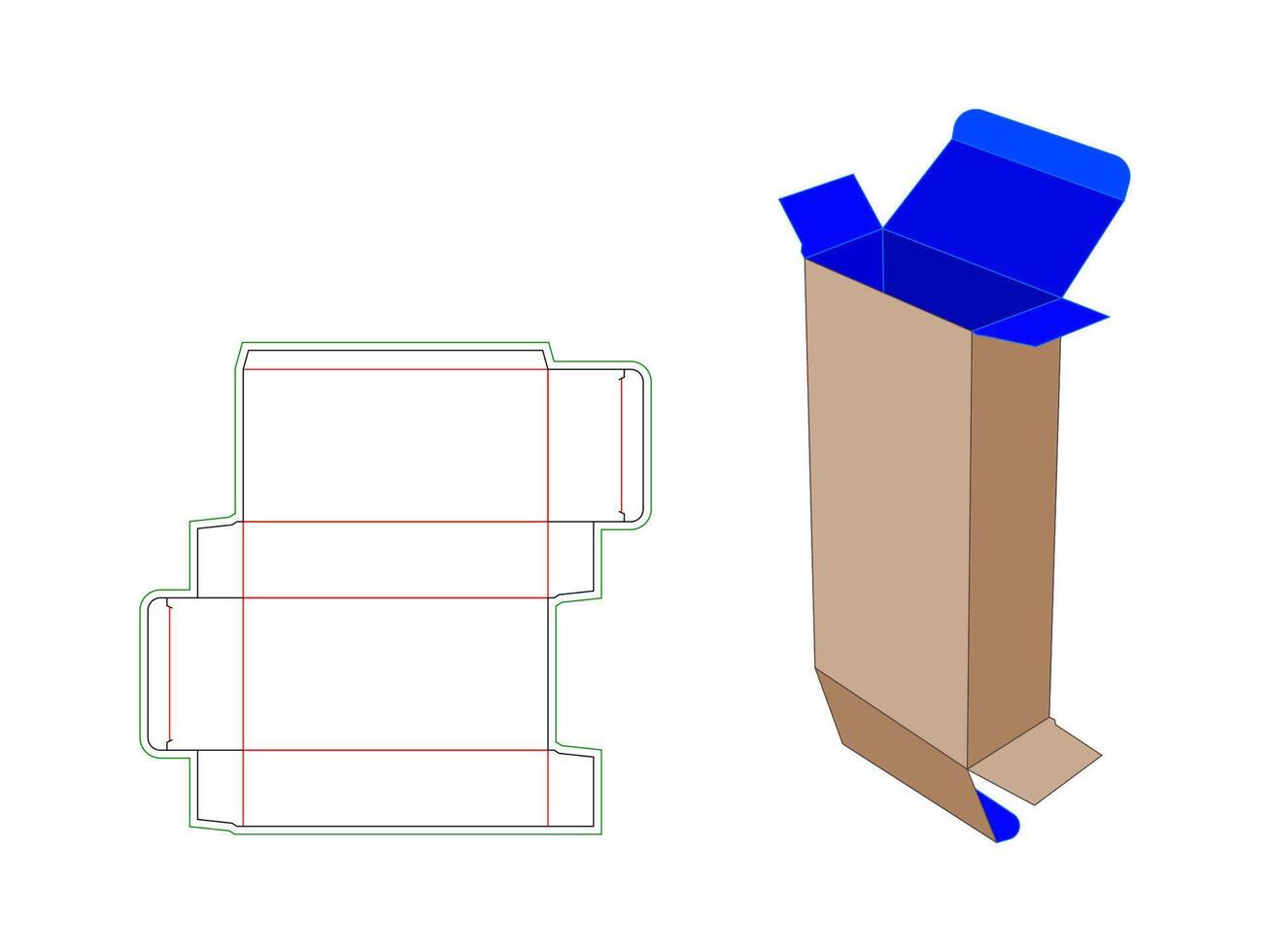 Custom Reverse Tuck end gift box dieline template 4x2x8 Inch vector