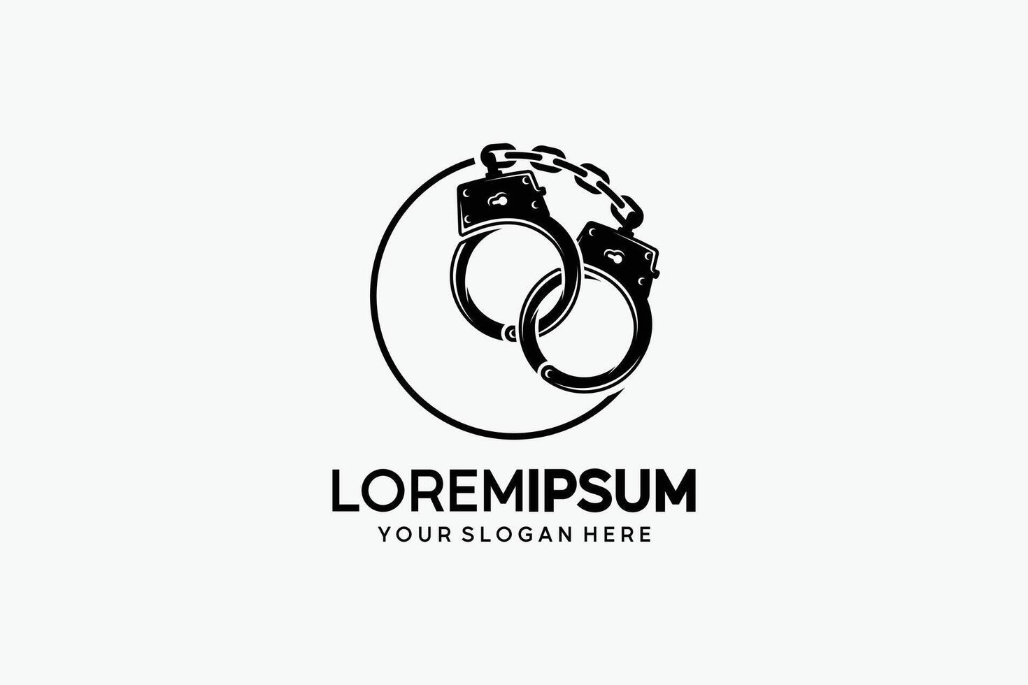 Chain handcuffs logo design with circle symbol vector