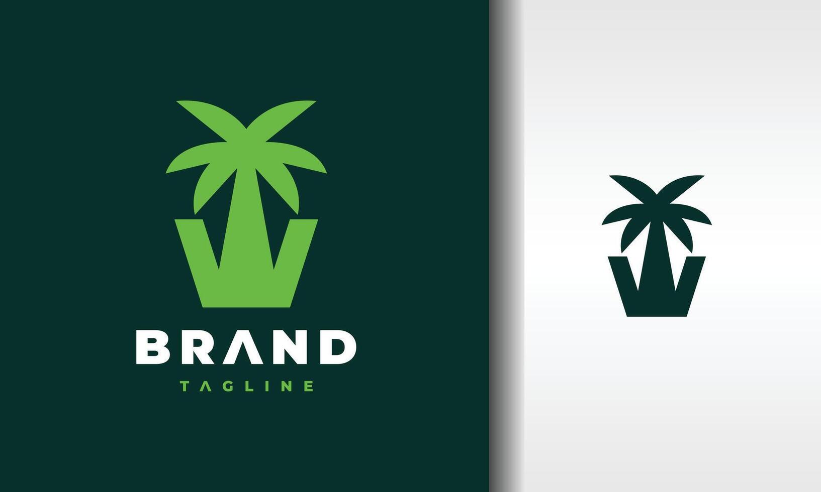 letter W coconut tree logo vector