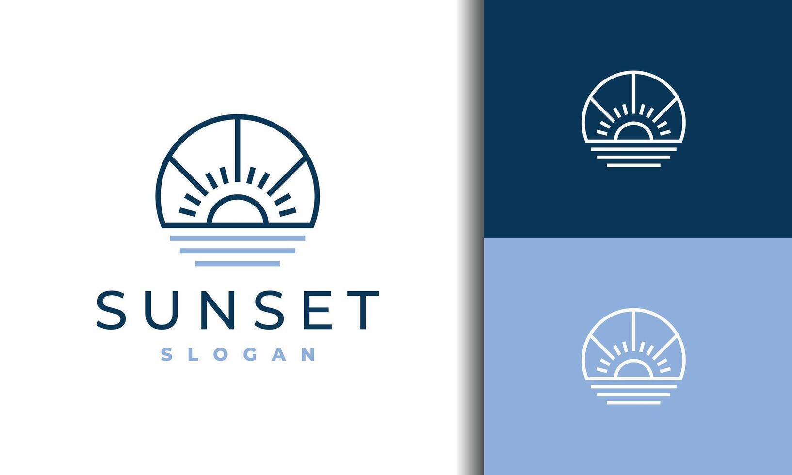 sunset at sea logo vector
