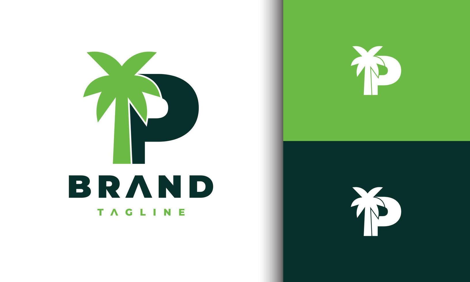 letter P coconut tree logo vector
