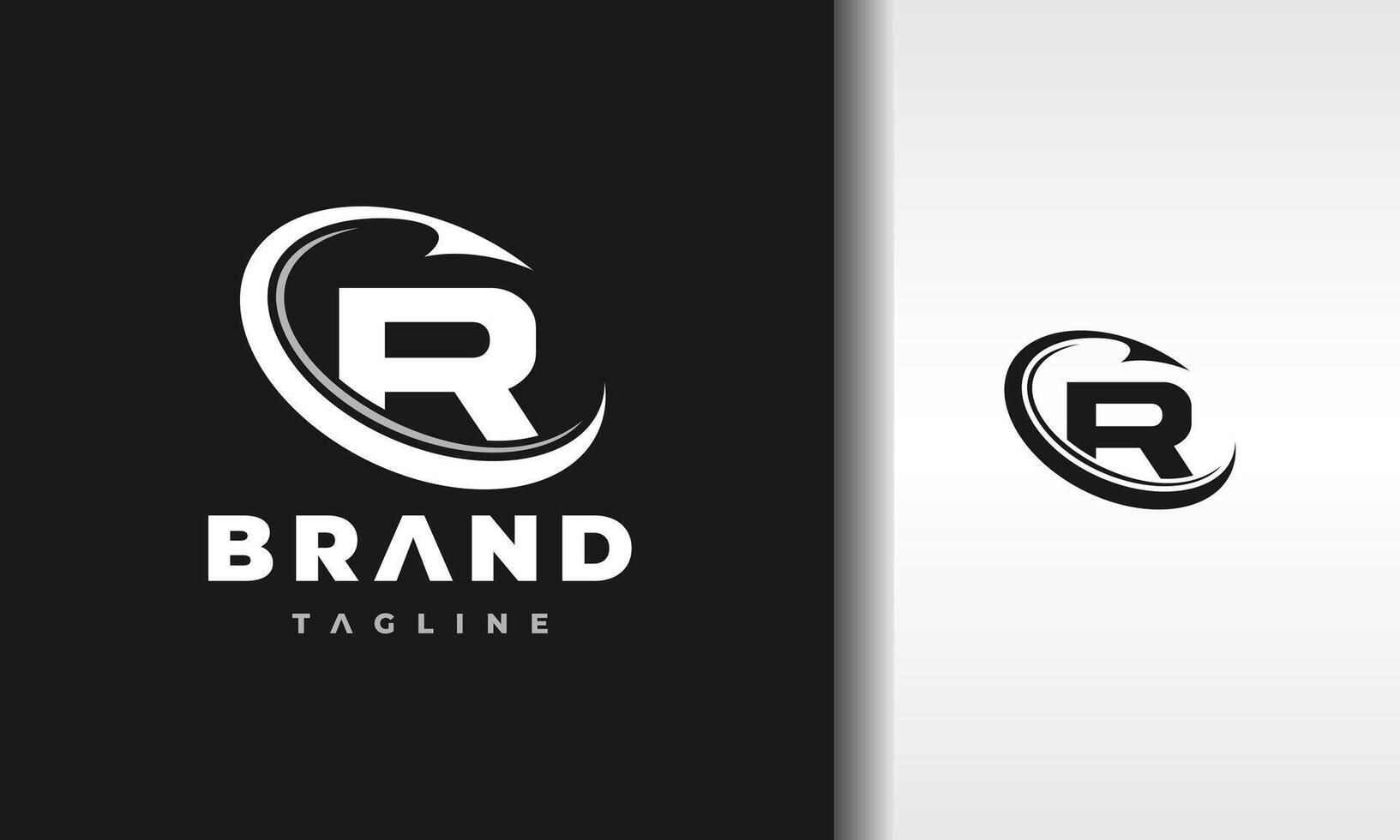 letter R circle fishing hook logo vector