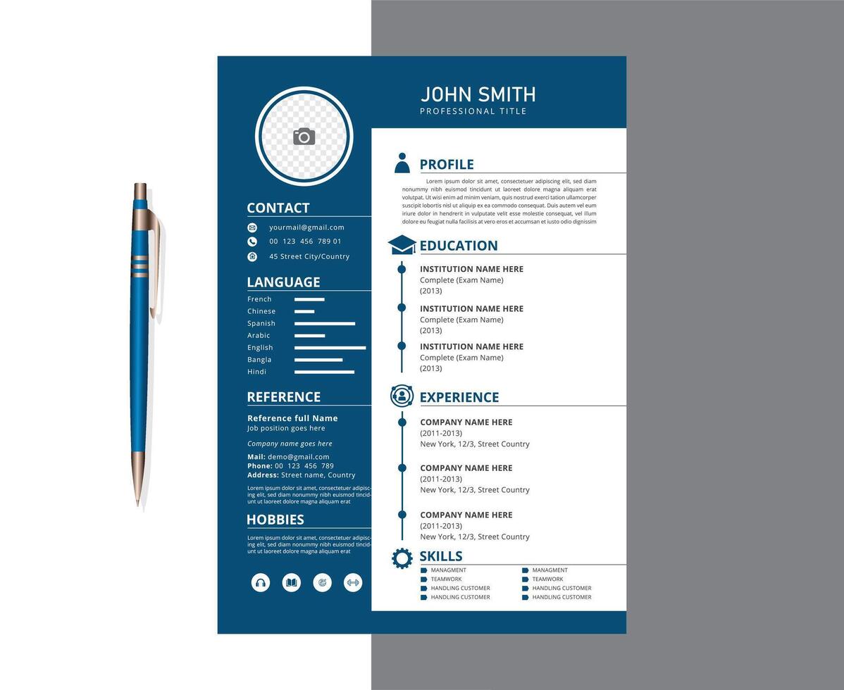 Simple professional cv and resume template vector