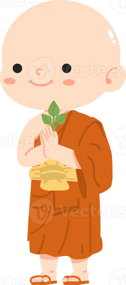 Newly ordained Buddhist novice monk cartoon png
