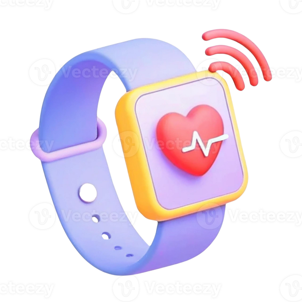 Colorful smartwatch displaying heart rate and health data. png