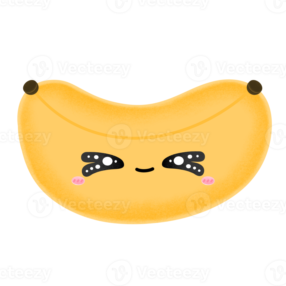 Cute Banana Emoji Mascot Character Kawaii Cartoon illustration Banana Emotional Happy Face Happiness Face Cheerful Face Adorable Face Banana Smile Kawaii Banana png