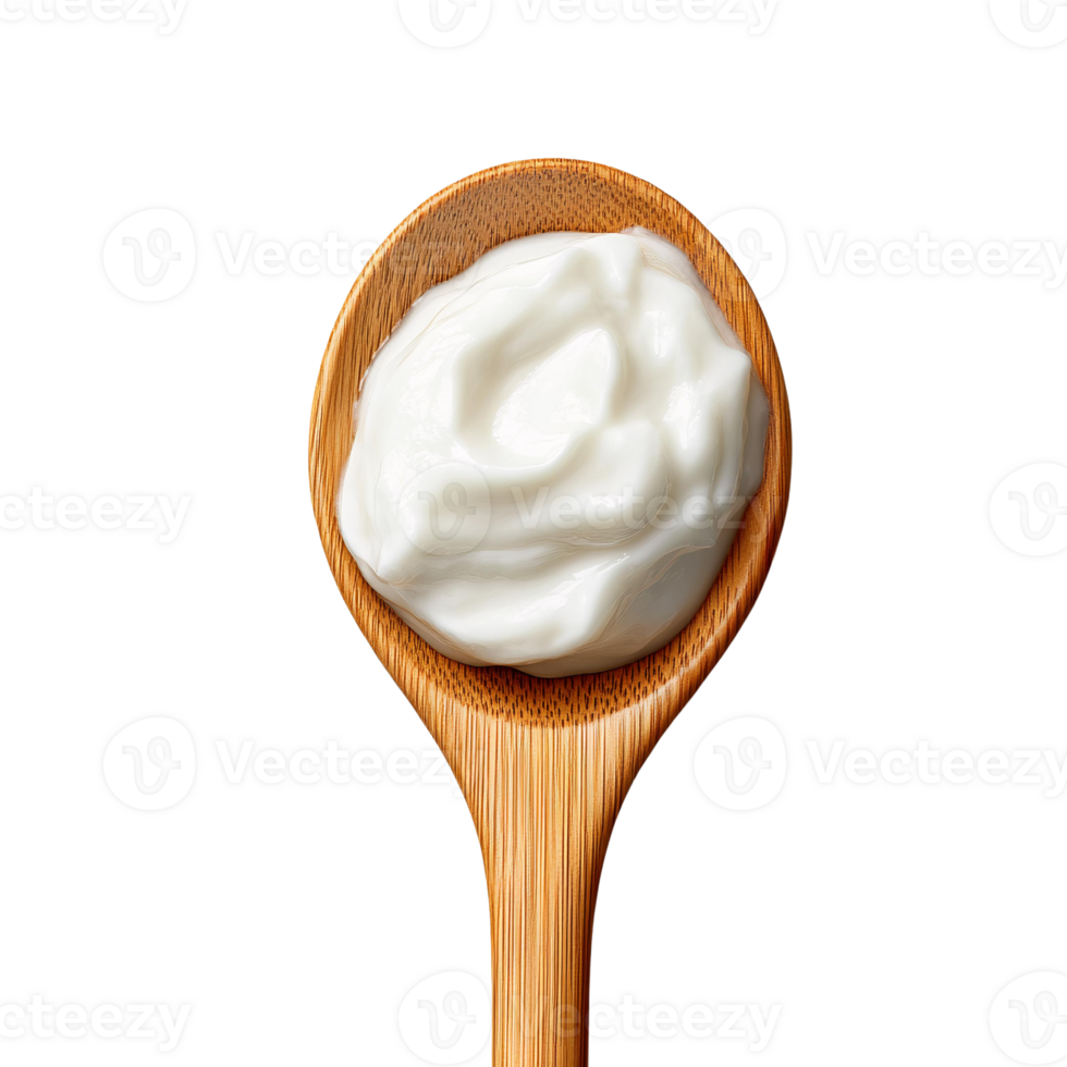 Thick and Creamy Yogurt in Spoon on Transparent Background png