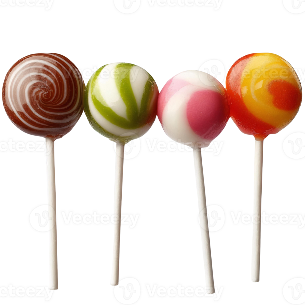Bright Spiral Lollipops on Transparent Background png