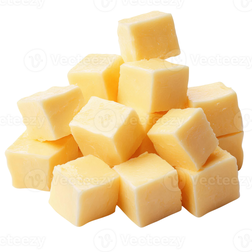 Cheese cubes pile isolated on transparent background png