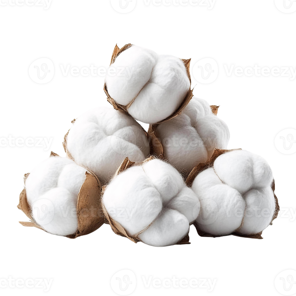 Fluffy cotton balls pile on transparent background png