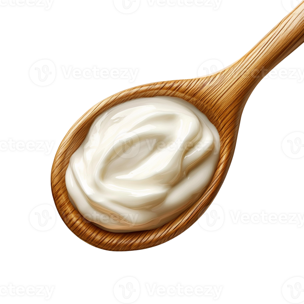 Tasty and Nutritious Yogurt in a Wooden Spoon for Dairy and Breakfast Concepts png