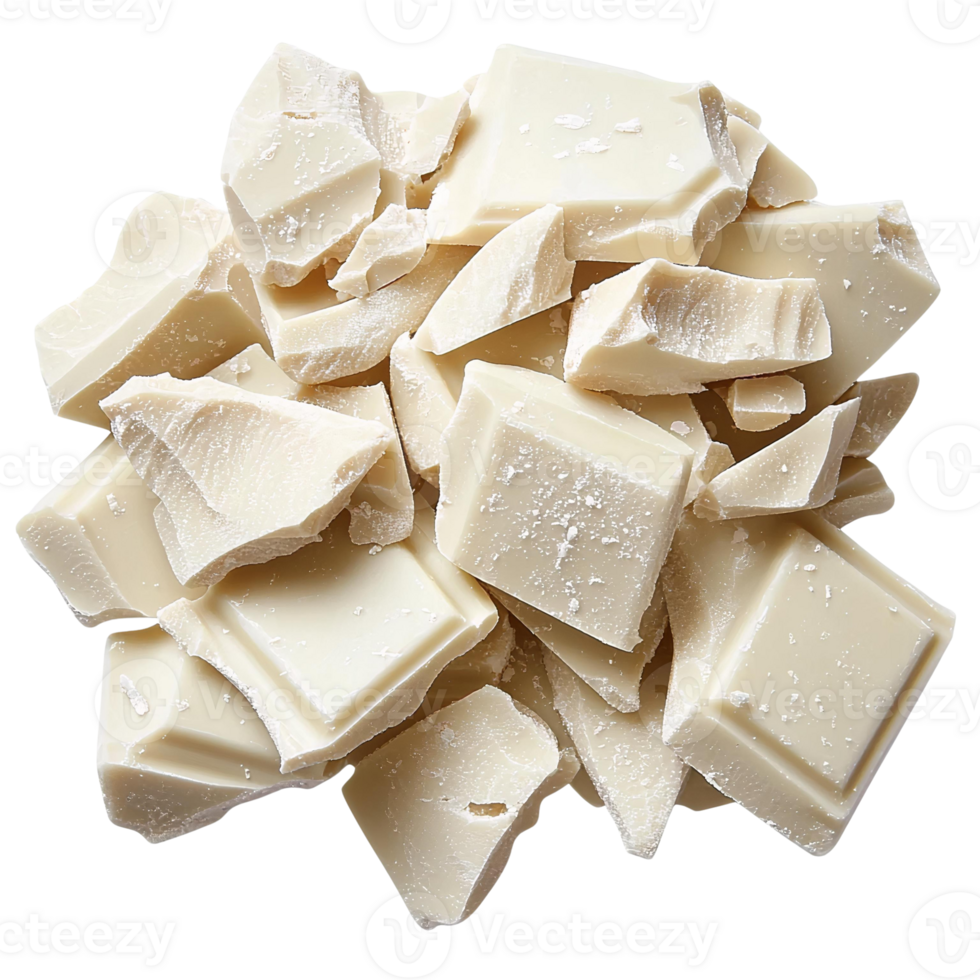 Broken White Chocolate Squares on Transparent Background png