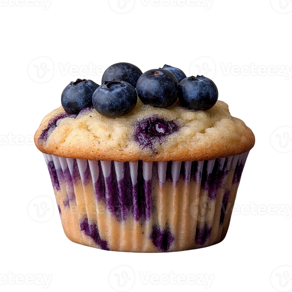 Tasty Blueberry Muffin Topped with Berries on Transparent Background png