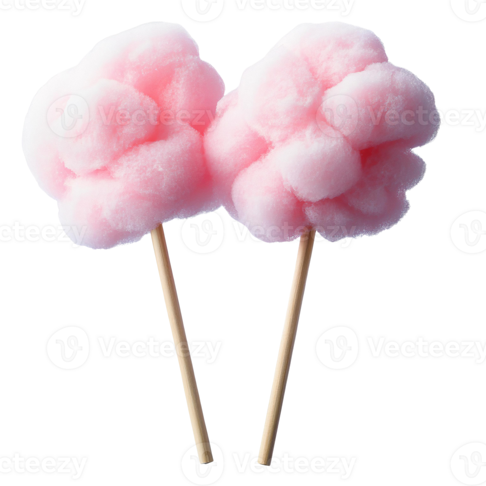 Pink cotton candy on sticks on transparent background png