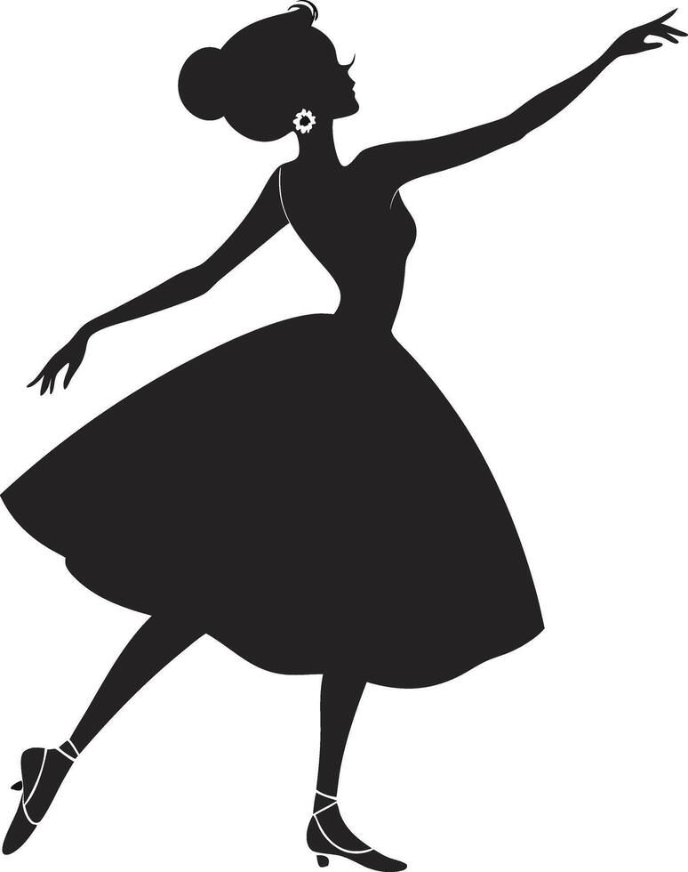 Elegant Ballerina Silhouette Dancing in Graceful Pose Black and White Minimalist Ballet Art Vintage Style Classic Dance Illustration vector