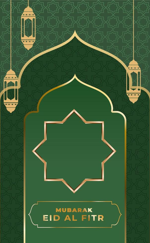 Eid al fitr greeting card with arabic calligraphy design vector