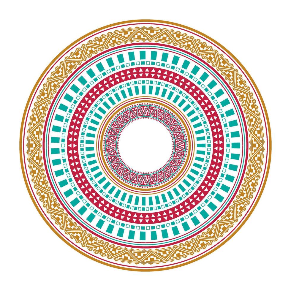 Ethnic round ornament in Aztec style. Tribal pattern. Ornamental round lace. Seamless Indian patterns. Round pattern of indigenous peoples of America, Aztecs, Mayans, Incas. For fabric, paper, textile vector