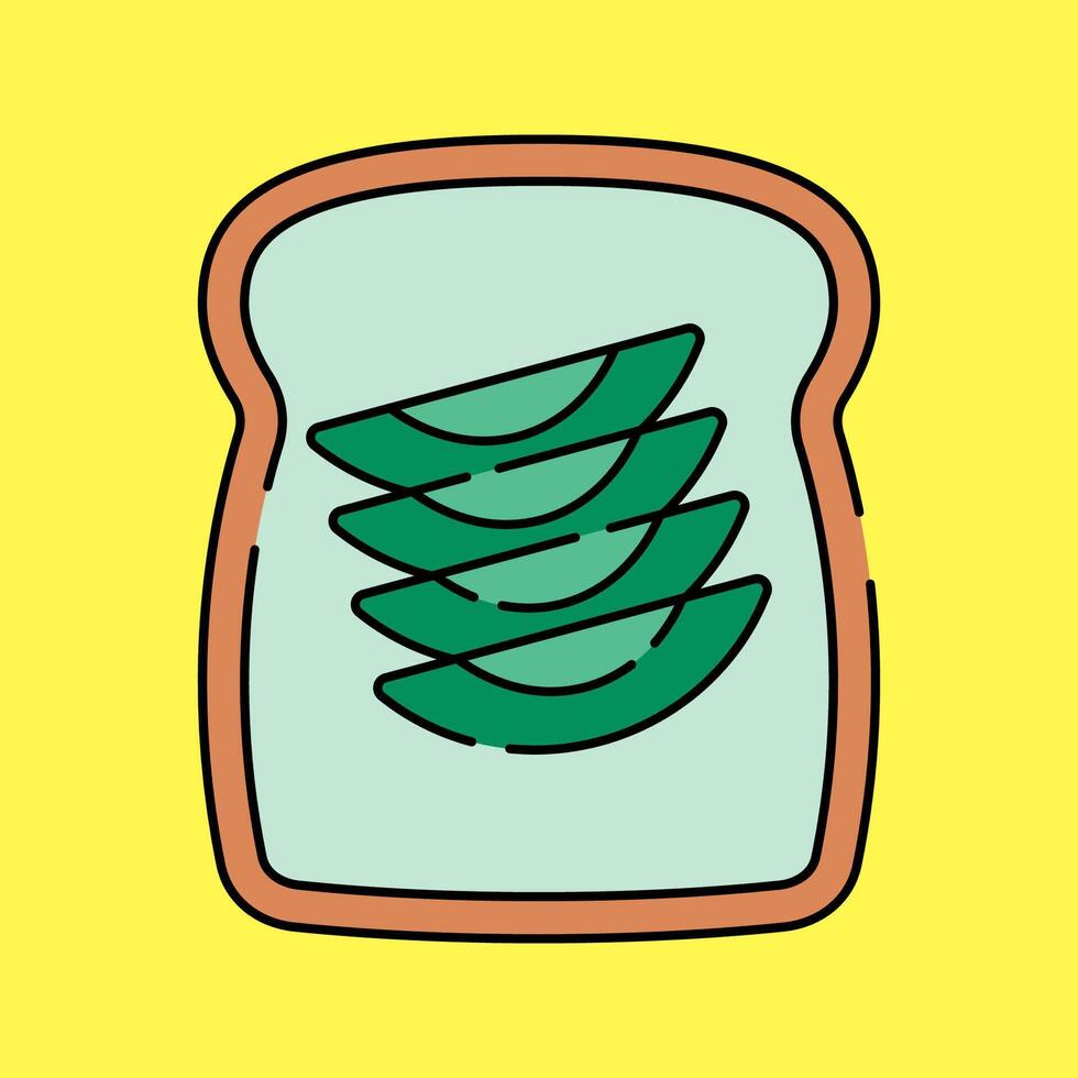 Avocado Toast Flat design style, slice of bread with avocado, representing Australian cuisine, perfect for food illustrations, breakfast designs, and culinary content. vector