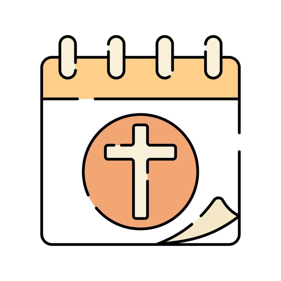 Easter Calendar Flat design style, a calendar with a cross, representing Easter Sunday, suitable for event promotions, religious reminders, and holiday-themed graphics. vector
